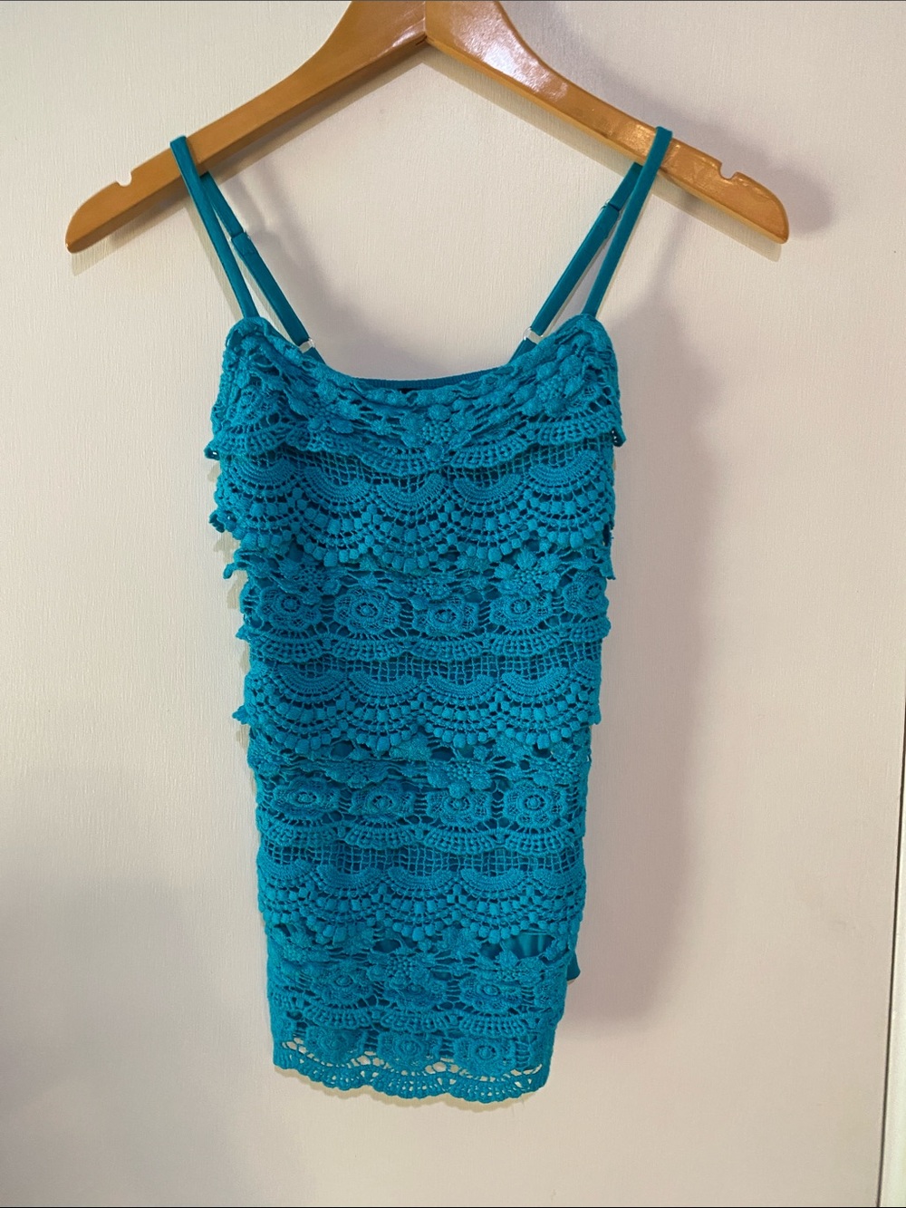 VENUS Teal Crochet Lace Camisole